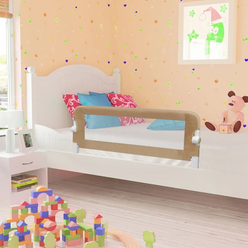 

Barandilla de seguridad cama de niño poliéster taupe 120x42 cm - Marrón