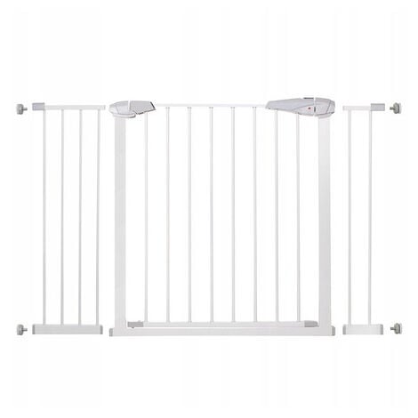 SPRINGOS Barandilla para escaleras de 76-127 cm de ancho, puerta de seguridad ajustable, color blanco.