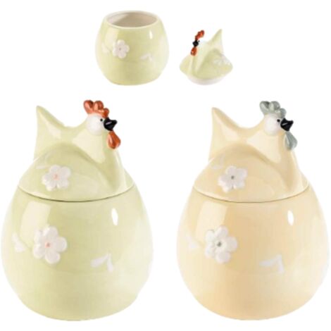 Barattoli da Cucina in Ceramica a Forma di Galline per Uso Alimentare Set da 2 Pezzi