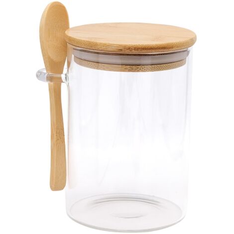 Barattolo In Vetro Labina 1800 Ml Con Coperchio In Legno Ermetico – Perfetto Per Zucchero, Biscotti, Pasta E Noci, In Vetro Borosilicato