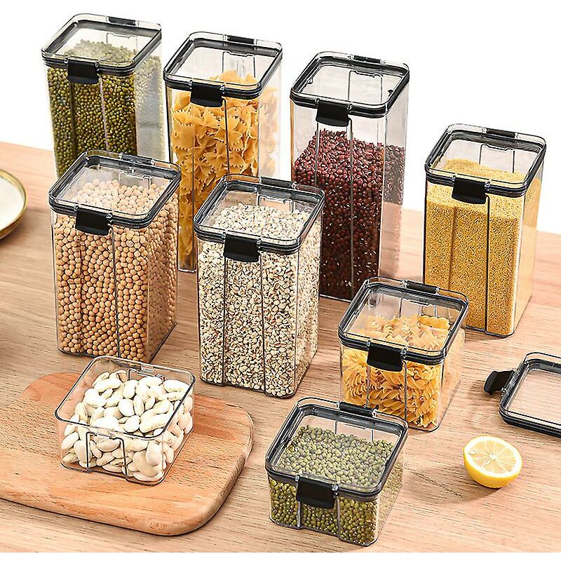 Image of Barattoli ermetici trasparenti e contenitori in plastica per cucina e casa neri