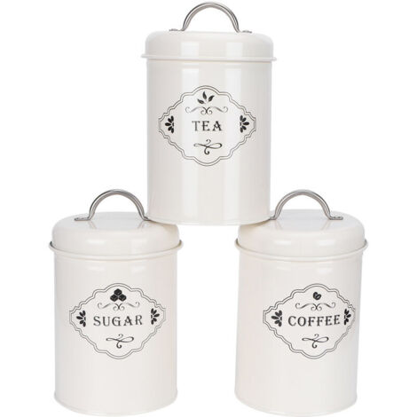 Barattoli per alimenti da cucina, set da 3 pezzi, per zucchero, caffè e tè, contenitori ermetici per la conservazione degli alimenti.