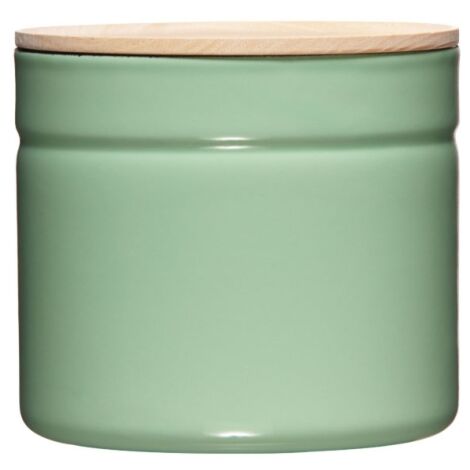 Barattolo con coperchio in legno Ø13cm 1,35 litri H12cm smalto verde lento
