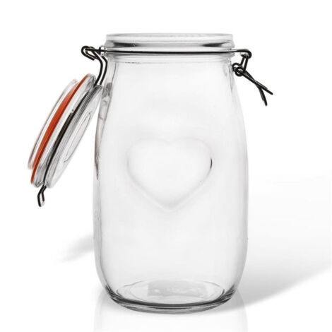 Barattolo contenitore da cucina in vetro brevettato con clip per alimenti da 1,5 l