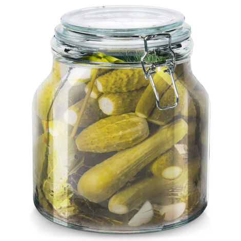 Barattolo contenitore da cucina in vetro brevettato con clip per alimenti da 2,4 l