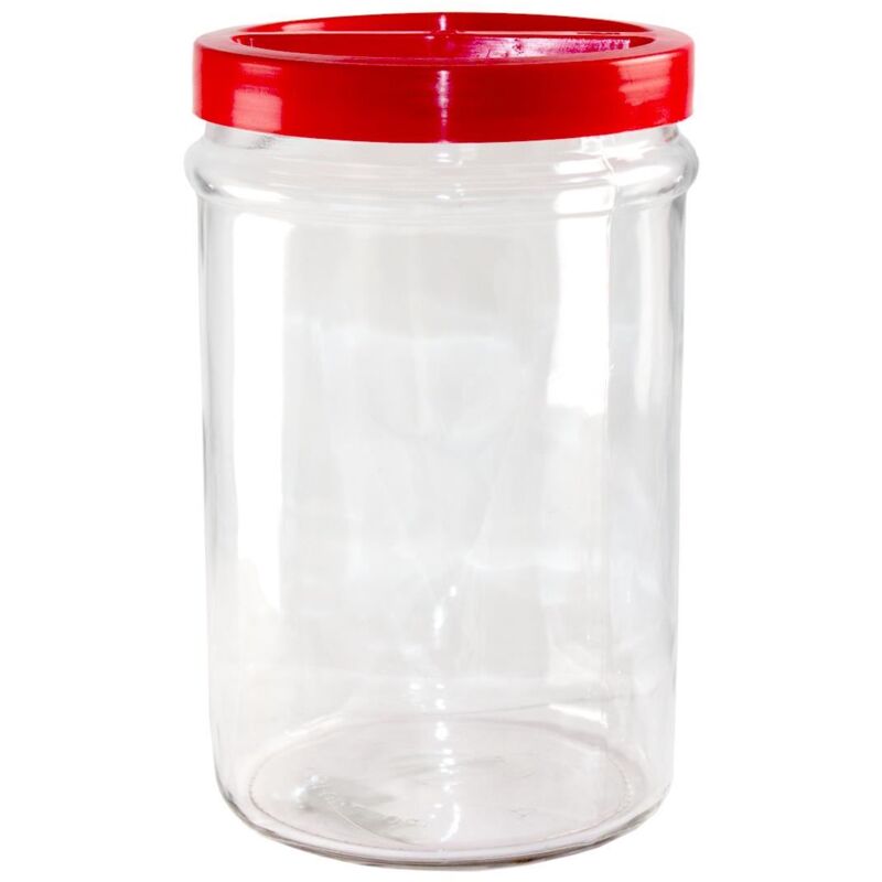 Barattolo en Verre Transparent avec Bouchon à Vis Rouge - Capacité 5 l