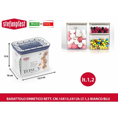 Barattolo contenitore ermetico rettangolare biscotti pasta caramelle 1,2lt  - Accessori Cucina 