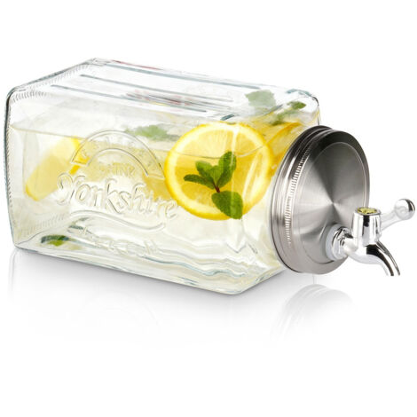 BARATTOLO IN VETRO PER BEVANDE CON RUBINETTO PER FRIGORIFERO CONTENITORE PER ACQUA E SUCCHI DI FRUTTA 3,3 L
