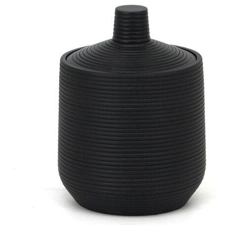 Barattolo nero porta cotone con coperchio - Serie Elegant