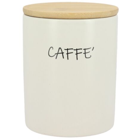 BARATTOLO PER CAFFE' TONDO 10X13 CM CON TOP IN LEGNO