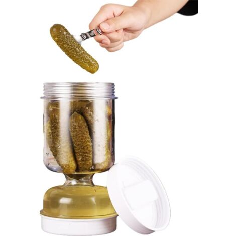 Barattolo per sottaceti da 50 once con colino a scatto, contenitore ermetico per sottaceti per la conservazione degli alimenti, barattolo separatore di succo di sottaceti per capperi, olive e jalapeño