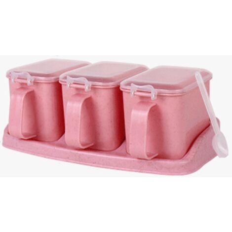 rosa condimento box 3 scomparti in acrilico 