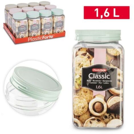 Barattolo Quadro Classic in Plastica per Alimenti - 1,6 Litri