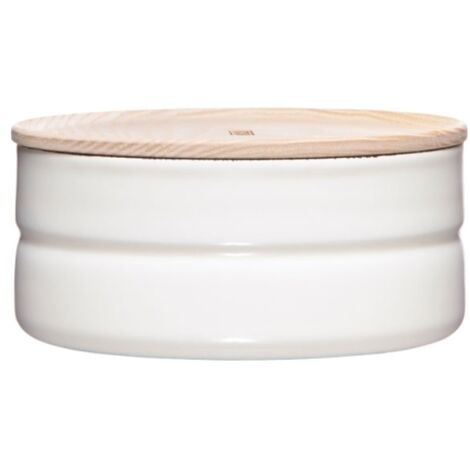 Barattolo Riess con coperchio in legno Ø13cm 615ml smalto bianco puro