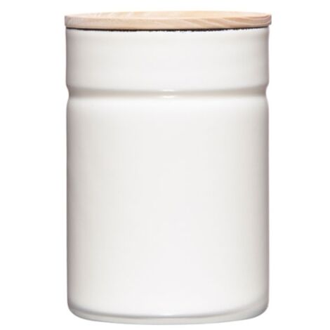 Barattolo Riess con coperchio in legno Ø8cm 525ml smalto bianco puro