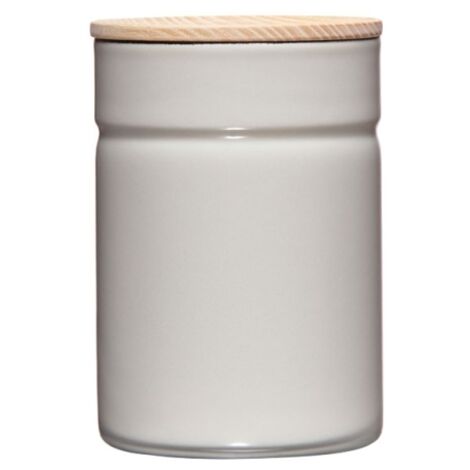 Barattolo Riess con coperchio in legno Ø8cm H 12cm 525ml smalto grigio chiaro