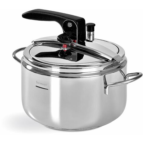 Barazzoni 5lt Pentola a Pressione Modello Basic, ø22cm, capacità 5lt.Induzione, Made in Italy, Acciaio Inox 18/10, Argento, 22 cm