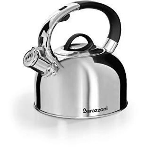 Barazzoni Bollitore, Acciaio Inox 18/10 Lucido, Induzione+Gas, Beccuccio dosatore, Fischio nel tappo, Ampio coperchio apribile