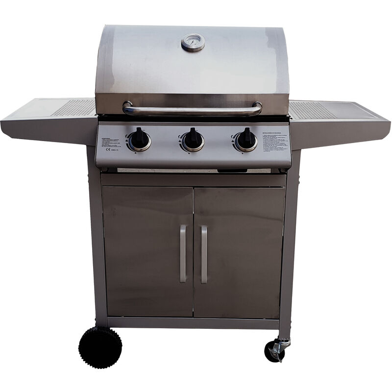 

Barbacoa de gas en acero inoxidable con 3 quemadores
