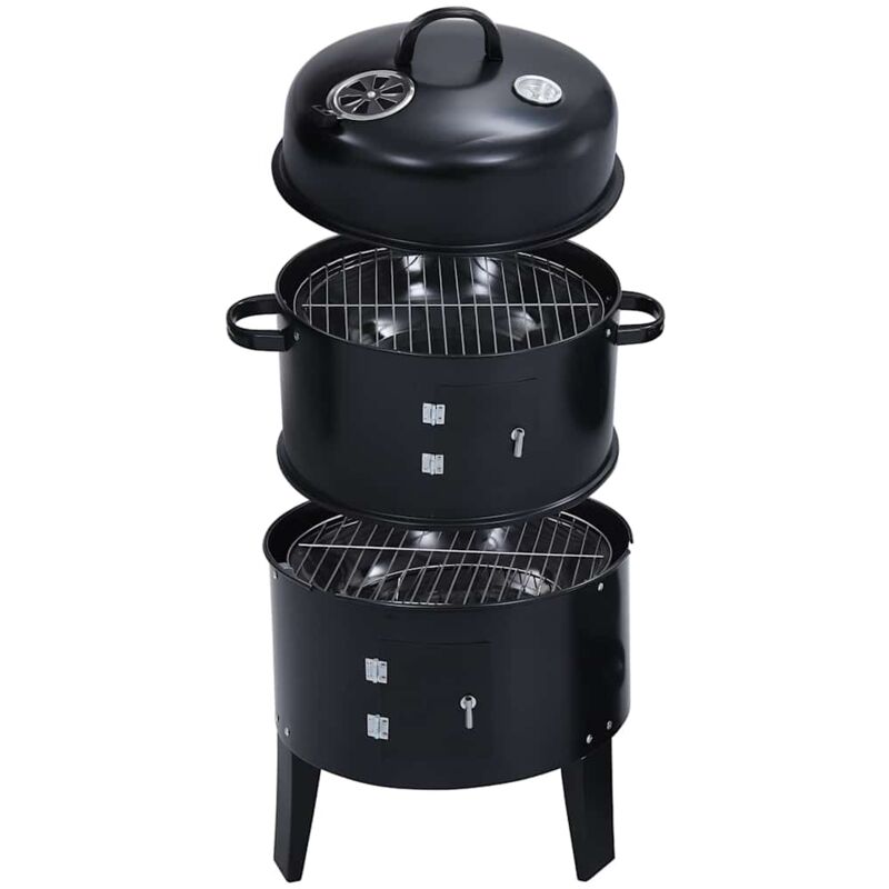 

vidaXL Barbacoa ahumador de carbón 3 en 1 40x80 cm - Negro