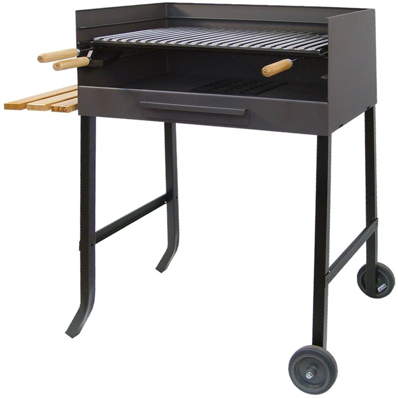 

Barbacoa con parrilla Inox y Bandeja de Madera 50x40x101 - Imex El Zorro