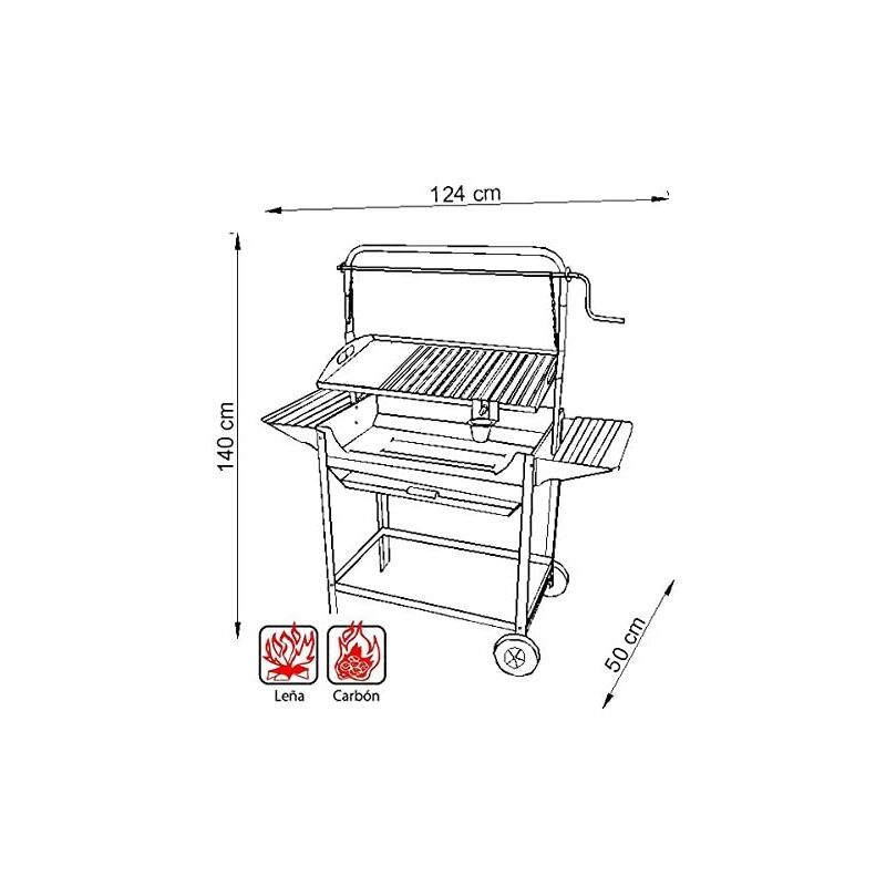

Barbacoa de Carbón y Leña Inoxidable y Madera Imex el Zorro 124x50x140cm
