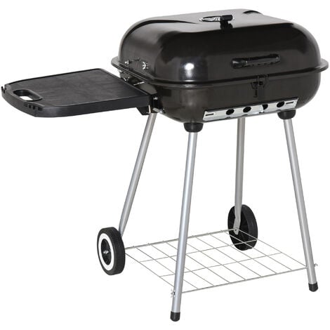 Barbacoa de Carbón BBQ Multifuncional Parrillas Asador con Estantes y Ruedas