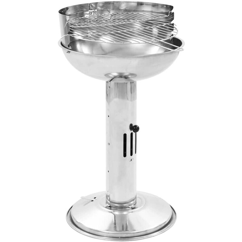 

vidaXL Barbacoa de carbón con pedestal de acero inoxidable - Plateado