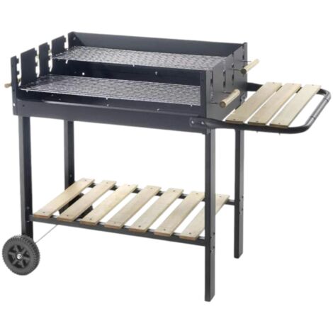 Barbacoa de carbón en acero barnizado con 2 parrillas cromadas ajustables en 4 posiciones Made in Italy