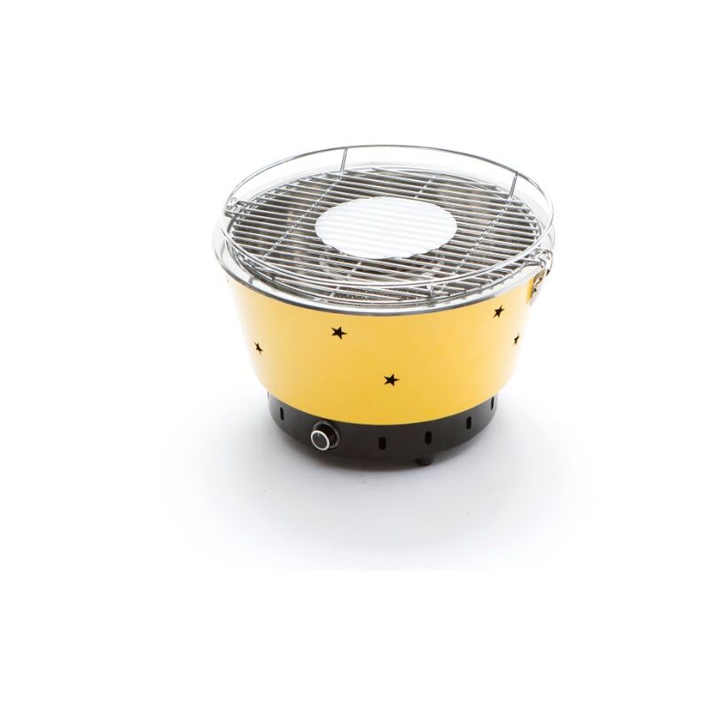 

Barbacoa de carbón portátil amarilla con ventilador eléctrico | amarillo