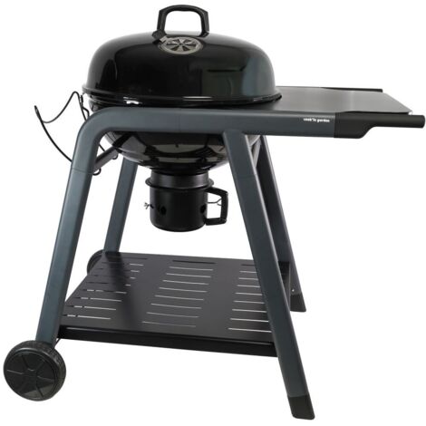 Barbacoa de Carbón TONINO 60 - Parrilla Ø54,5 cm con Tapa y Termómetro - Recogecenizas - Estantes Laterales - Para 8 a 10 Comensales