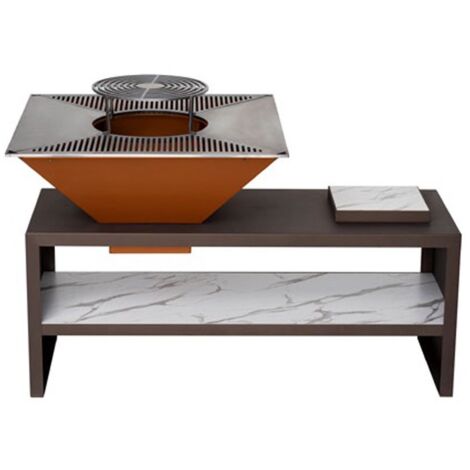 Barbacoa de diseño Barbacoa carbón y leña Asador de carne Barbacoa leña profesional Barbacoa de hierro Parrilla asado argentino  Con mesa grande  Con mesa grande