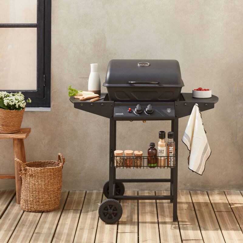 

Alice's Garden - Barbacoa de gas, cocina de exterior, Negro, 2 quemadores - Aramis - Negro