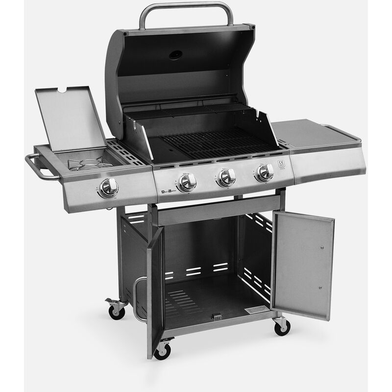 

Alice's Garden - Barbacoa de gas, cocina de exterior, Inox, 3 quemadores + 1 fuego - Richelieu Gris - Inox