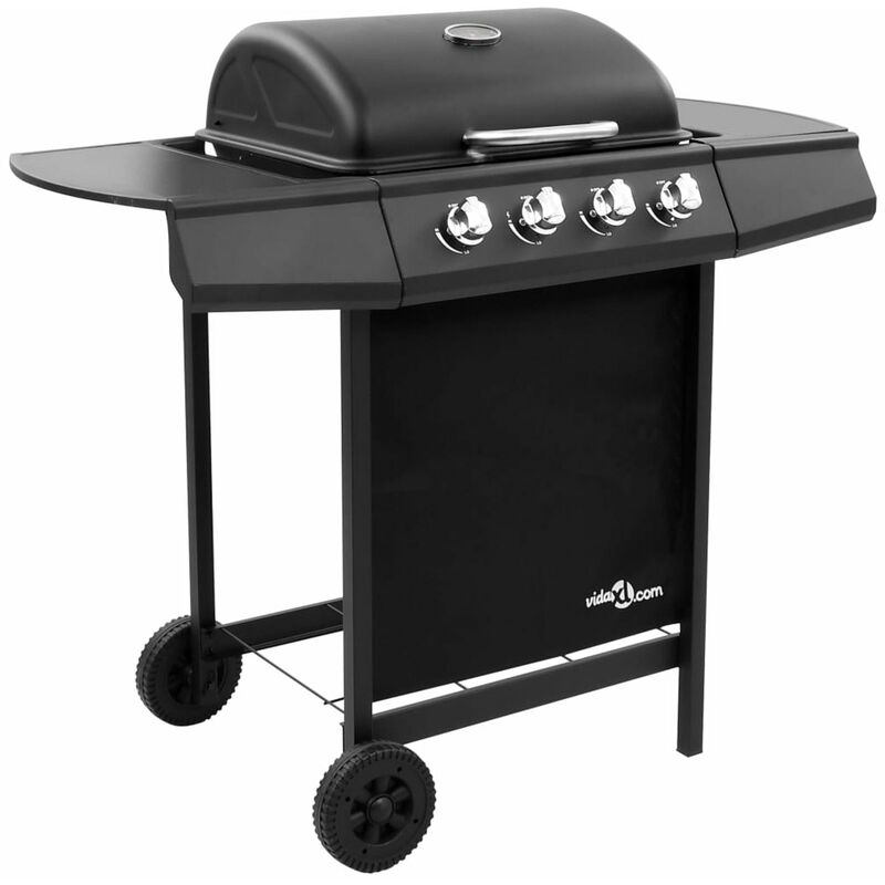 

Happyshopping - Barbacoa de gas con 4 fogones negro