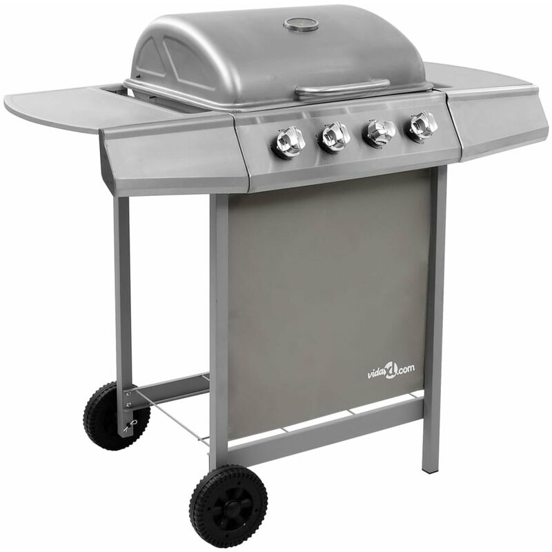 

Barbacoa de gas con 4 fogones plateado