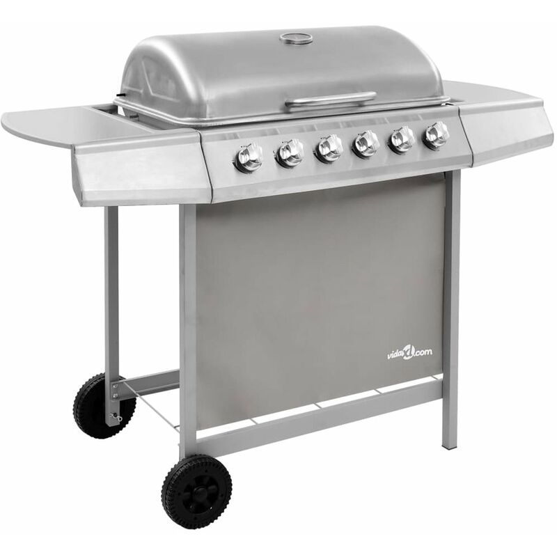 

Happyshopping - Barbacoa de gas con 6 fogones plateado