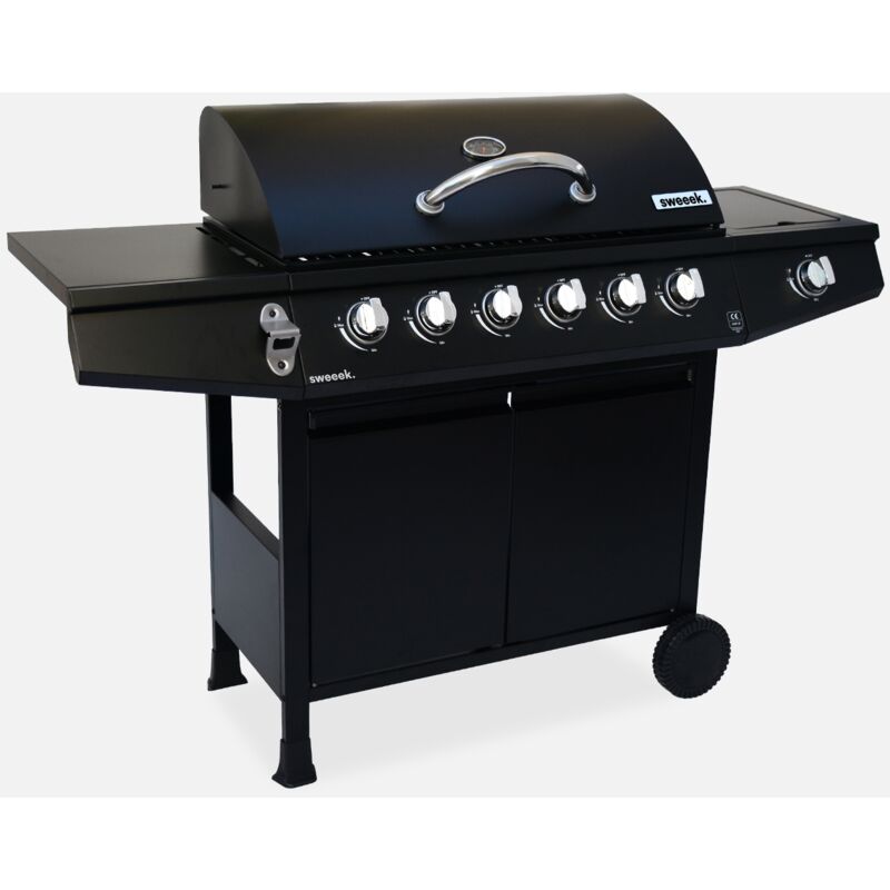 

Alice's Garden - Barbacoa de gas con 6 quemadores + 1 fuego lateral Treville 6 en negro - Negro