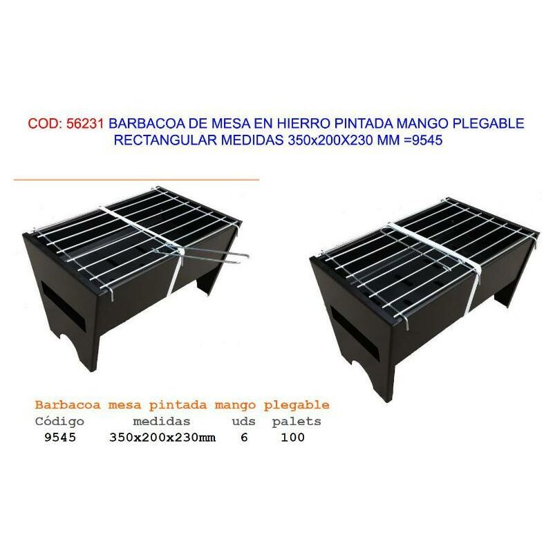 

barbacoa de mesa en hierro pintada rectangular 35x20x23 9545 - Mibricotienda