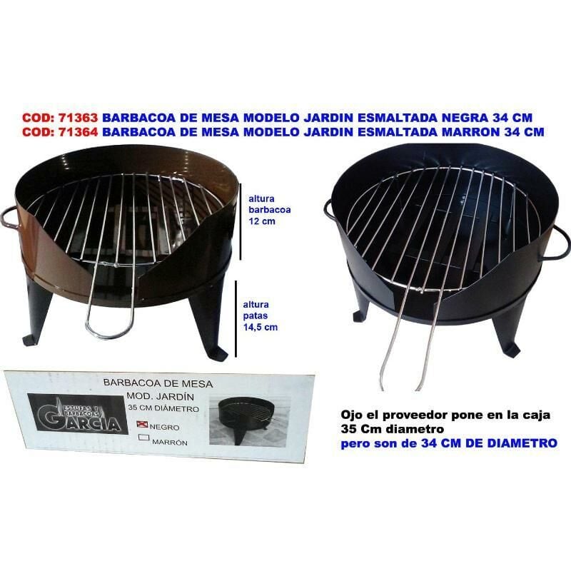 

barbacoa de mesa modelo jardin esmaltada marron 34 cm - Mibricotienda