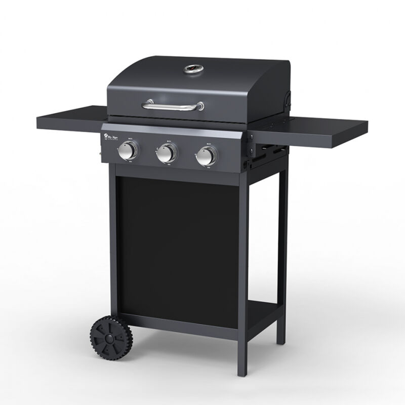 

Barbacoa gas acero inoxidable barbacoa 3 quemadores estantes plegables Romesco