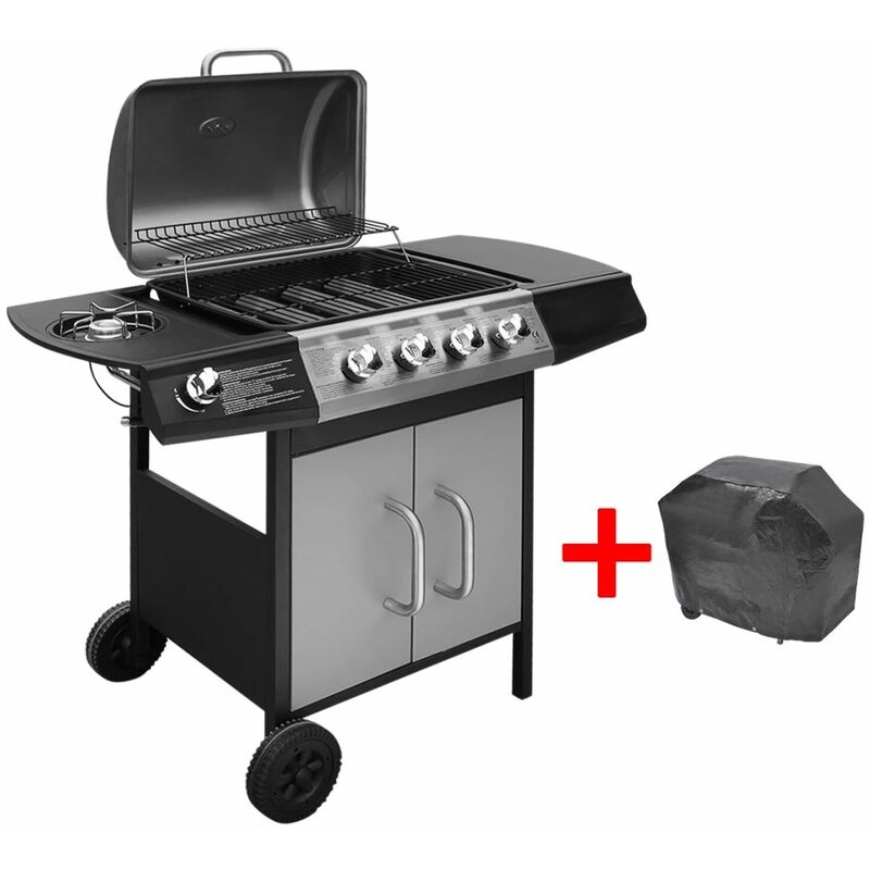 

BHD - Barbacoa grill de gas 4+1 quemadores negra y plateada