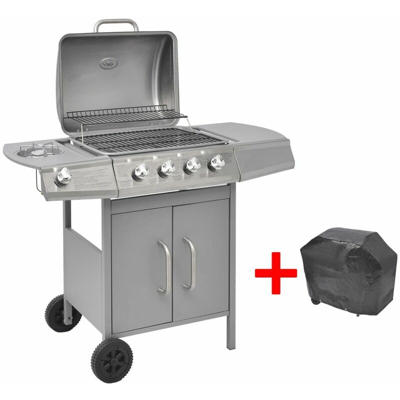 

BHD - Barbacoa grill de gas 4+1 quemadores plateada