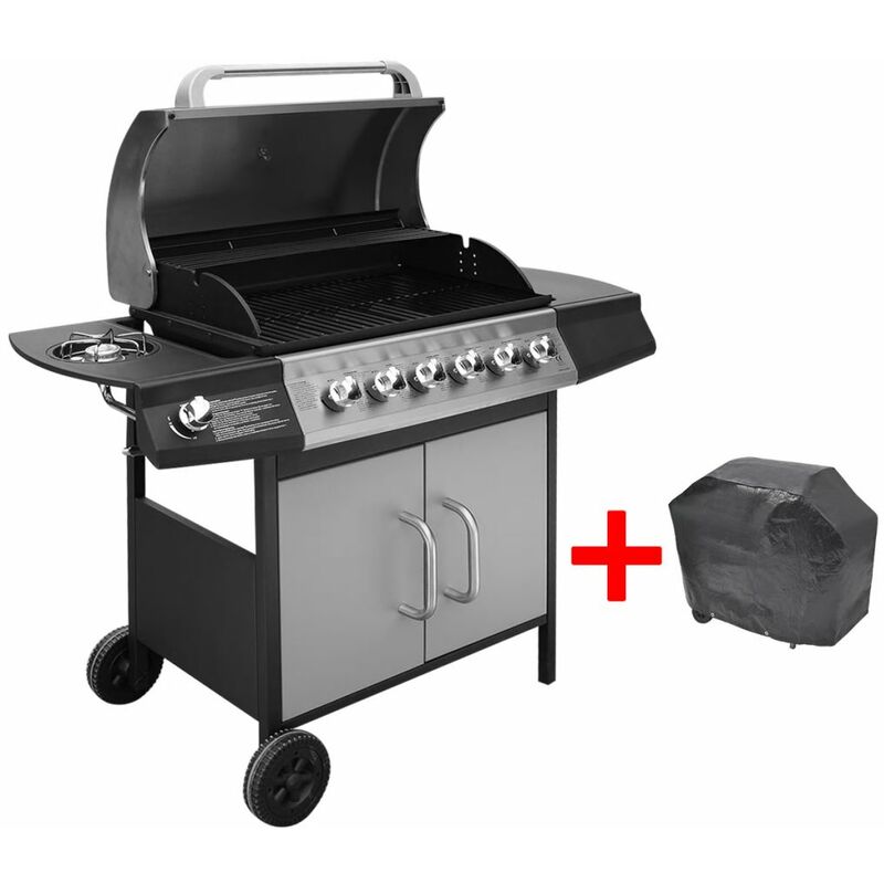 

BHD - Barbacoa grill de gas 6+1 quemadores negra y plateada