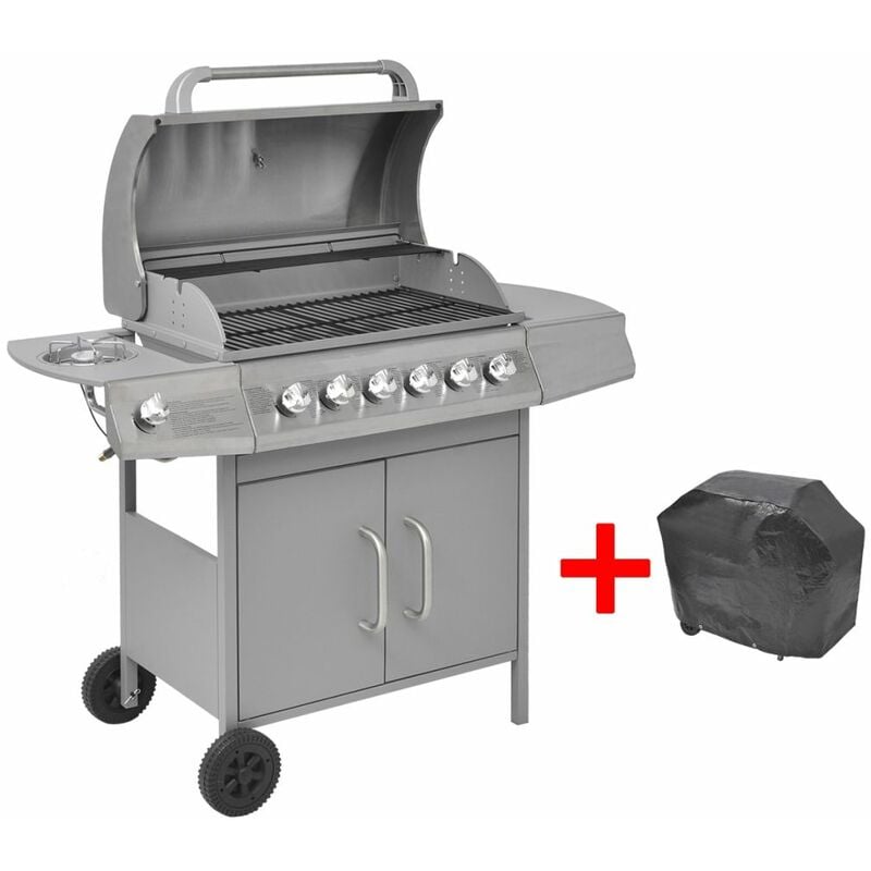 

BHD - Barbacoa grill de gas 6+1 quemadores plateada