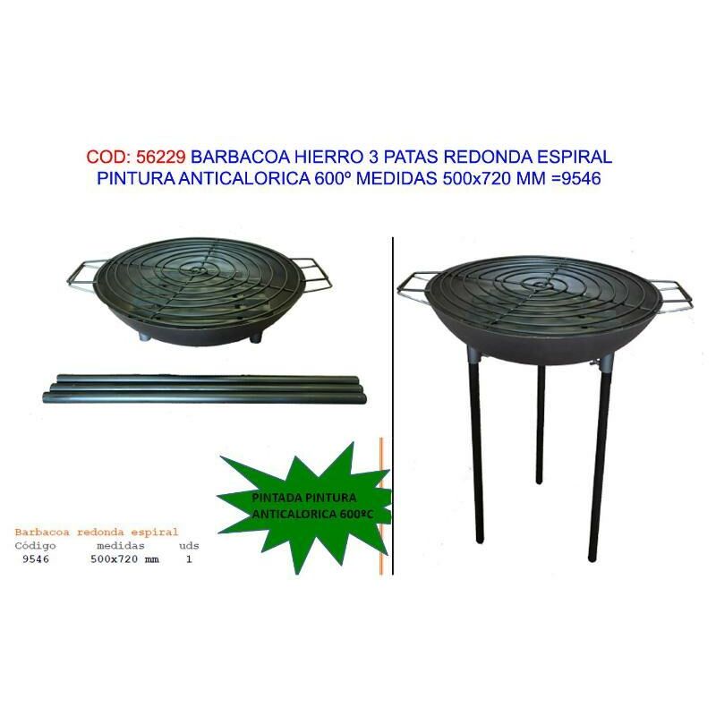 

barbacoa hierro redonda espiral 500x720mm pint.anticalorica 9546 - Mibricotienda
