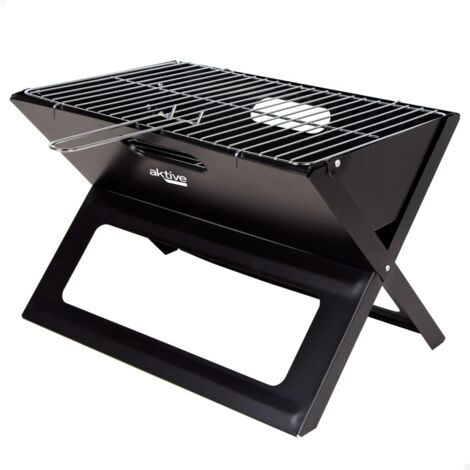 Barbacoa Plegable Portátil Rectangular Aktive Negro 45x29 cm