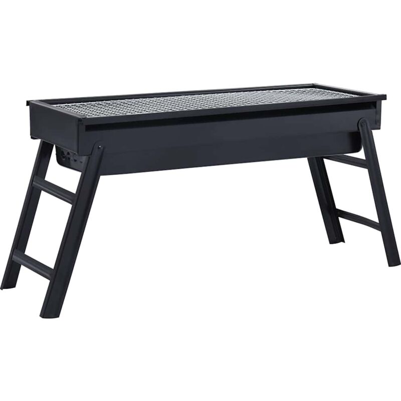 

vidaXL Barbacoa portátil para camping de acero 60x22,5x33 cm - Negro
