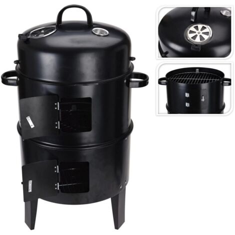 Barbacoa Tipo Barril para Ahumar Color Negra BBQ