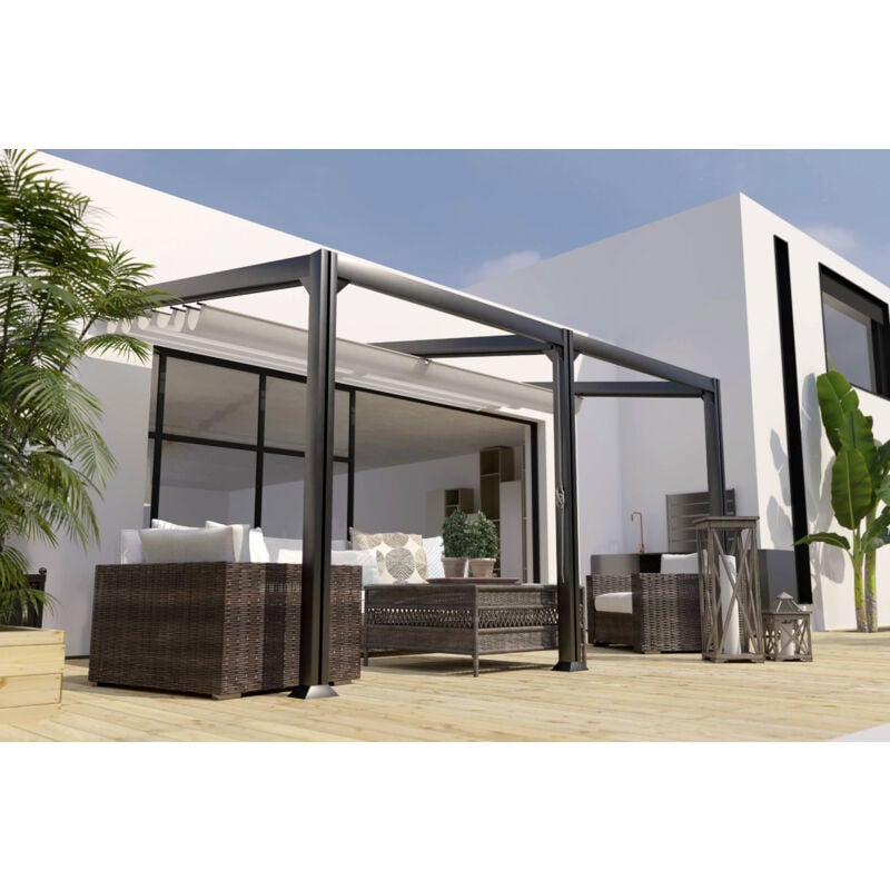 Barbade - Pergola Adossee 3X6M En Aluminium - Structure Seule